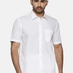 Ramraj Men Spread Collar Solid Cotton Casual Shirt-image-34