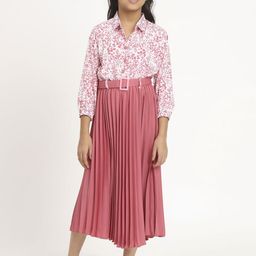 OTABU Print Puff Sleeve Applique A-Line Midi Dress-image-57