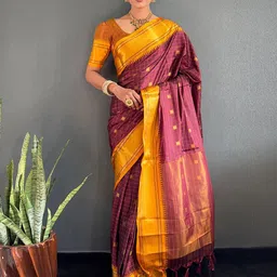 DIVASTRI Ethnic Motifs Zari Silk Cotton Saree-image-16