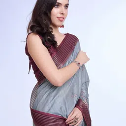 Ishin Ethnic Motifs Printed Zari Saree-image-87
