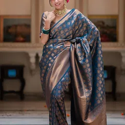 BerMondsey Geometric Woven Design Zari Saree-picture-10
