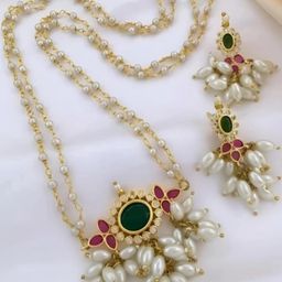 UNNATI JEWEL White beads Jewellery Set-image-27