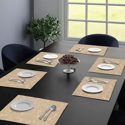 Saral Home 6Pcs Beige Textured Table Placemats-30