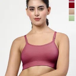 LILY Women Pack Of 4 Solid Full Coverage Non Padded Non Wired Regular WorkoutBra-21