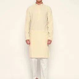 ZARI Geometric Embroidered Sequinned Jacquard Weave Mandarin Collar Cotton Straight Kurta-picture-8