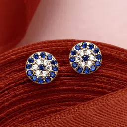 March by FableStreet 925 Sterling Silver 18K Rose Gold-Plated CZ Studded Circular Studs-2