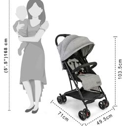Babyhug Easy Travel Cabin Stroller With Z-Fold & Trolley Handle - Grey image 3