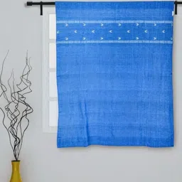 ArtEastri Blue & White Geometric Jamdani Cotton Window Curtain-image-11