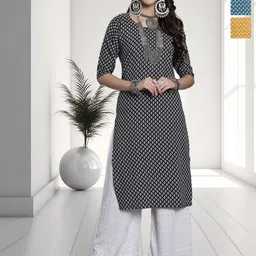 HERE&NOW Selection of 3 Printed Round Neck Straight Kurta-image-84