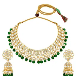 Peora Gold-Plated Artificial Stones and Beads Studded & Beaded Jewellery Set-19