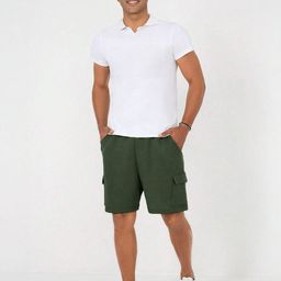 NOBERO Men Loose Fit Mid-Rise Cotton Cargo Shorts-image-95