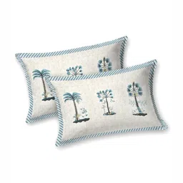 Plarsh Comfort White & Blue Floral 180 TC King Bedsheet with 2 Pillow Covers-picture-17