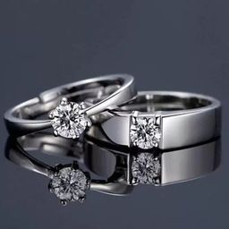Ringzinnie Set Of 2 Silver Plated American Diamond Studded Couple Ring-15