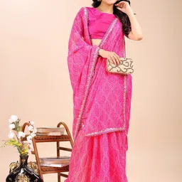 TINA FASHION Bandhani Dyed Sequinned Embellished Detail Saree-image-87