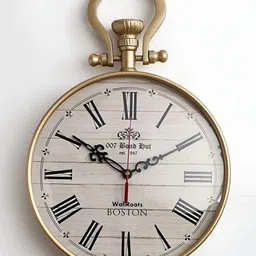 Nutts Bronze-Toned & Beige Printed Vintage Wall Clock-36