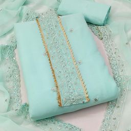 SHADOW & SAINING Embroidered Silk Georgette Unstitched Dress Material-image-30