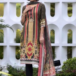 YOELLA Women Ethnic Motifs Printed Regular Thread Work Kurta with Trousers & With Dupatta-19