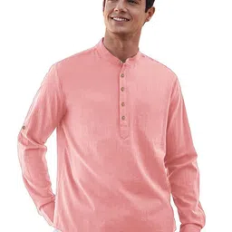 APEKTRA Men Solid Mandarin Collar Cotton Kurta-image-70