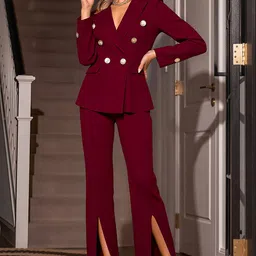 bebe Mandarin Collared Blazer With Trousers Co-Ords-image-12