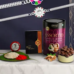 DeoDap Unisex 4 Pieces Beaded Rakhi Gift Set-30
