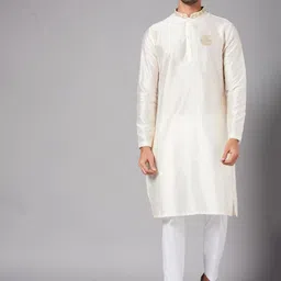 HILO DESIGN Mandarin Collar Thread Work Straight Kurta-image-62