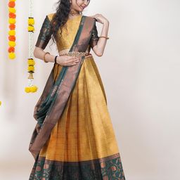Fabcartz Semi-Stitched Woven Design Lehenga & Unstitched Blouse With Dupatta-image-48