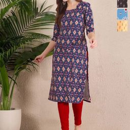 Anouk Rustic Women Pack OF-4 Ethnic Motifs Printed Crepe Straight Kurta-image-76