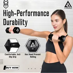 ADRENEX 6Pcs Hexagon Fixed Weight Dumbbell -12 kg image 5