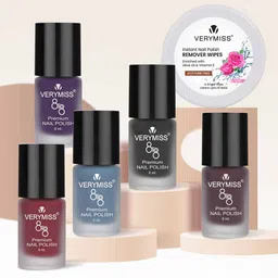 VERYMISS Set Of 5 Trending Nail Polish - 6 ml Each With Nail Polish Remover Wipes - 01-picture-4