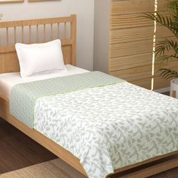 Story@home White & Green Ethnic Motifs Cotton AC Room 150 GSM Single Bed Dohar-image-61