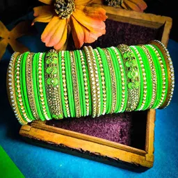 RIJOLI RIJOLI Set Of 42 Gold-Plated Stone Studded & Beaded Bangles-11