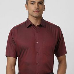 Van Heusen Men Spread Collar Solid Cotton Slim Fit Formal Shirt-picture-23