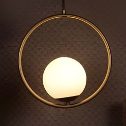 GAUVIK Gold-Toned & White Glass Ceiling Lamp-25