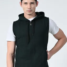 BAESD Men Fleece Lightweight Open Front Jacket with Patchwork image 1