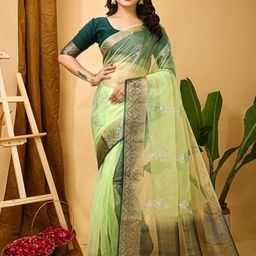 DIVASTRI Ethnic Motifs Sequinned Organza Saree-picture-27