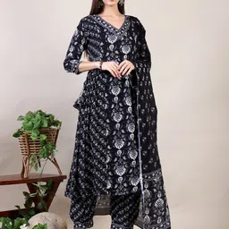 KALINI Women Floral Printed Pleated Kurta with Patiala & With Dupatta-picture-18
