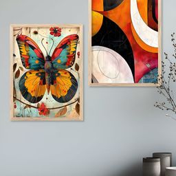 Kotart Beige & Orange 2 Piece Modern Wooden Wall Arts-picture-49