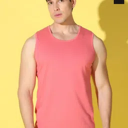 WOOSTRO Pack Of 2 Printed Combed Cotton Gym Vests -VWS26(PLAIN PEACH)(98 BLACK)-image-91
