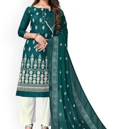 HERE&NOW Ethnic Motifs Embroidered Zari Unstitched Dress Material-picture-13