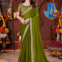 DHARMEE Sequinned Saree With Embellished Border-16