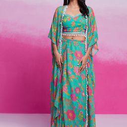 Fusionic Women Printed  Top & Skirt With Shrug Co-Ord-picture-38