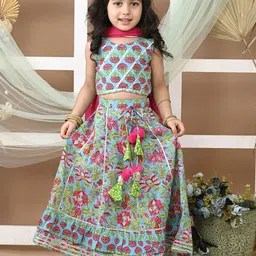LIL PITAARA Girls Printed Ready to Wear Lehenga & Blouse With Dupatta-image-21