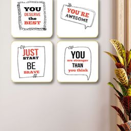 Myntra Elegant Homes White And Red 4 Pieces Motivational Quotes Wood Wall Art-25