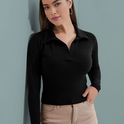 Dream Beauty Fashion Women Ribbed Shirt Collar Shirt Style Top-picture-9