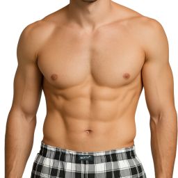 Checkered Men Black Regular Shorts-image-91