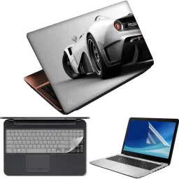 FineArts Car Back 3 in 1 Laptop Skin Pack With Screen Guard & Key Protector Combo Set-image-17