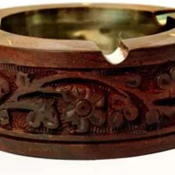 Handmade Wooden Ash Tray for Home and Office Brown Wood Ashtray-image-2