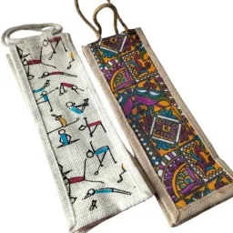 1 Printed and 1 Plain Jute Bottle Bag-picture-20