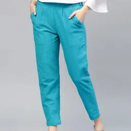Women Regular Fit Multicolor Cotton Blend Trousers-image-48