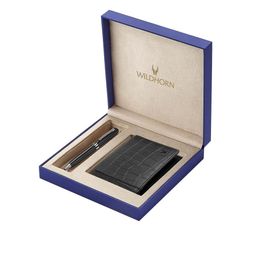WildHorn Men Black RFID Protected Genuine Leather Wallet & Pen Accessory Gift Set-image-17